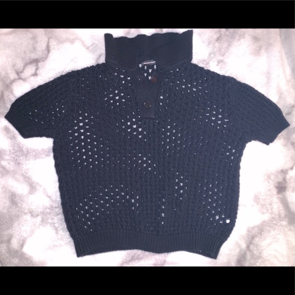 Black Knit Collared American Apparel Sweater - Picture 4 of 5